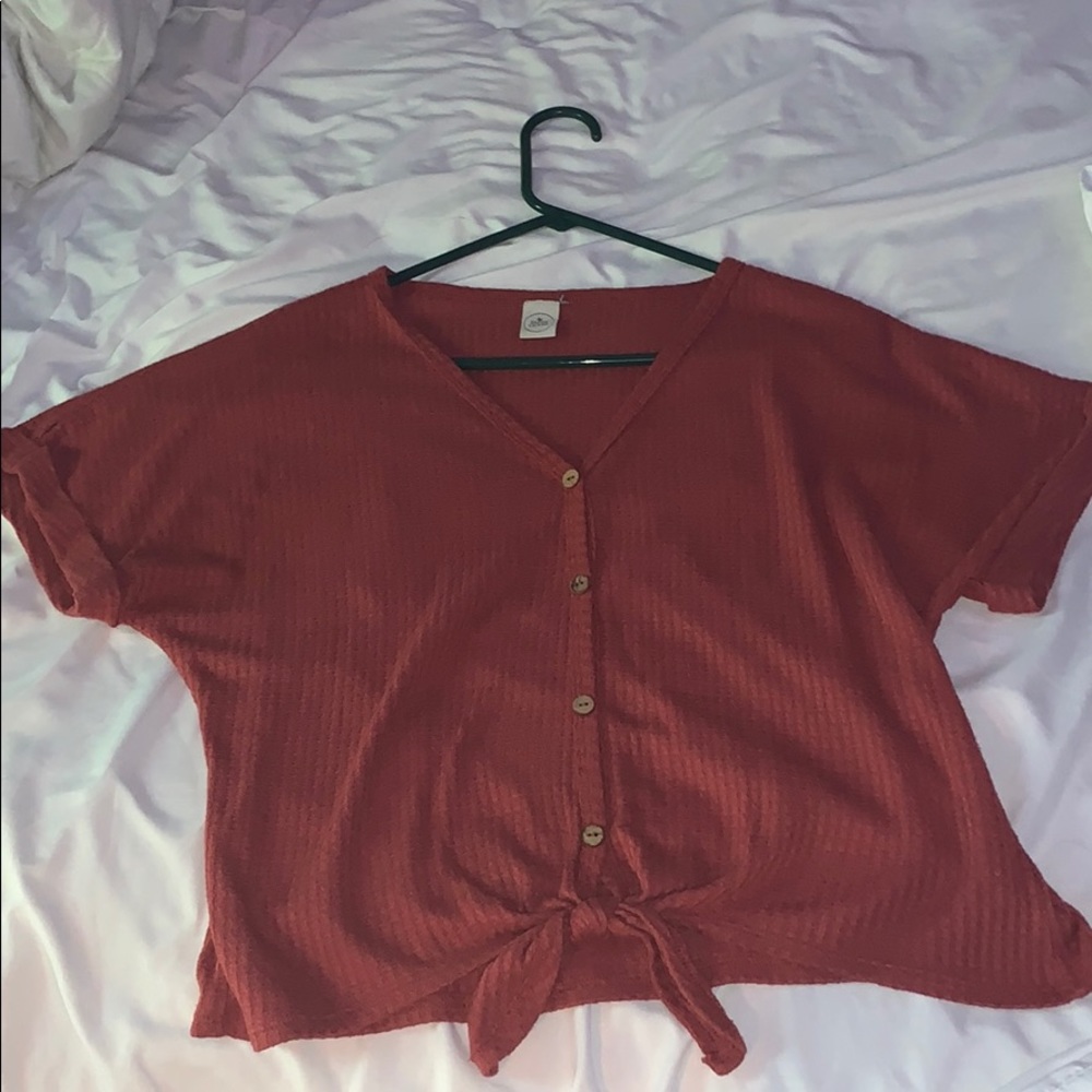 Dusty Red Tied Top